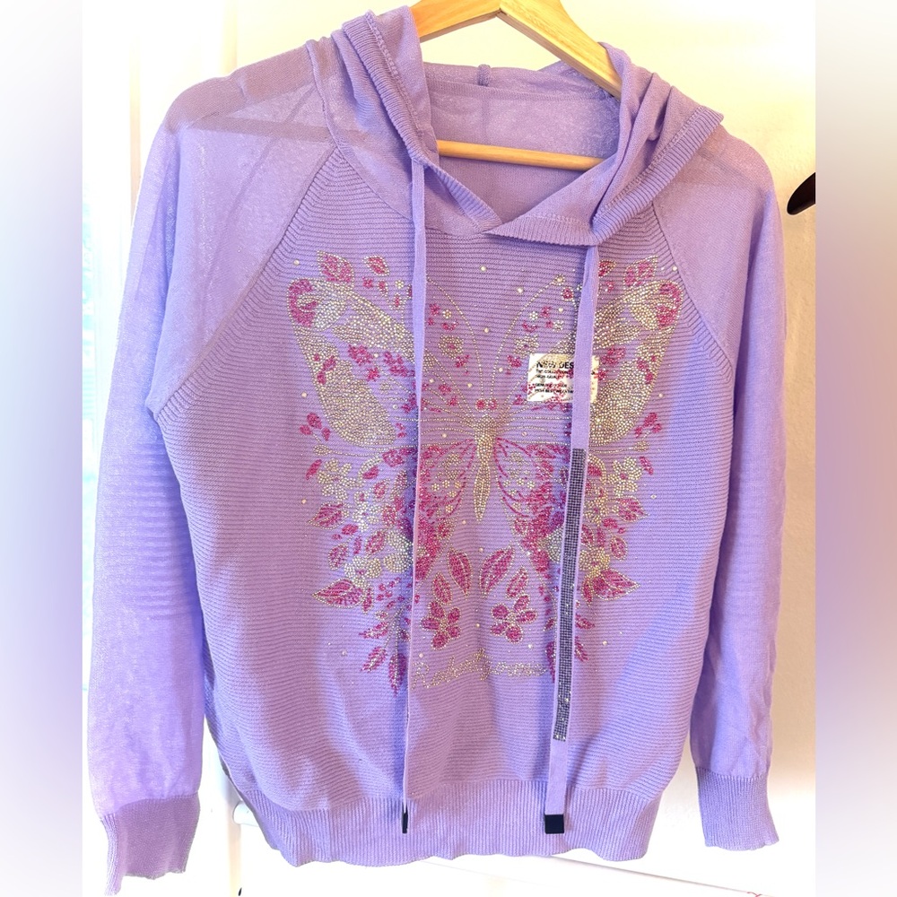 Rhinestone Fashion Knitted Hooded Sweatshirt